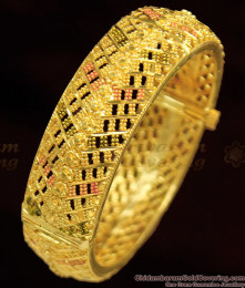 BR1058-2.8  Gold Inspired Broad Kada Enamel Forming Bangle Online