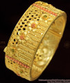 BR1059-2.4 Fascinating Gold Enamel Forming Flower Design Kada Broad Bangle 