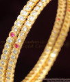 BR1116-2.8 Beautiful Full White And Pink Stone Impon Panchalog Bangles Diwali Special Offer