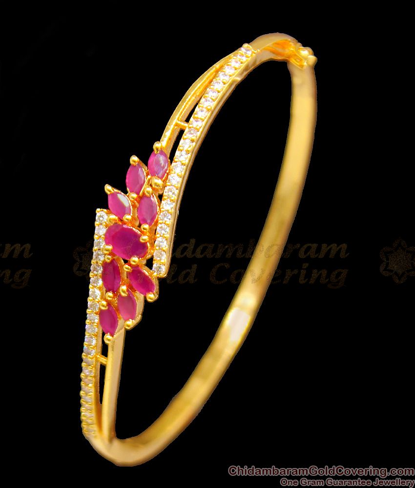 BR1121-2.6 Beautiful Ruby And CZ Stone Fancy Design Gold Plated Bracelet For Womens BR1121-2.6 Beautiful Ruby And CZ Stone Fancy Design Gold Plated Bracelet For Womens