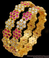 BR1126-2.6 Full Ruby And AD Polki Stones First Quality Gold Plated Bangles