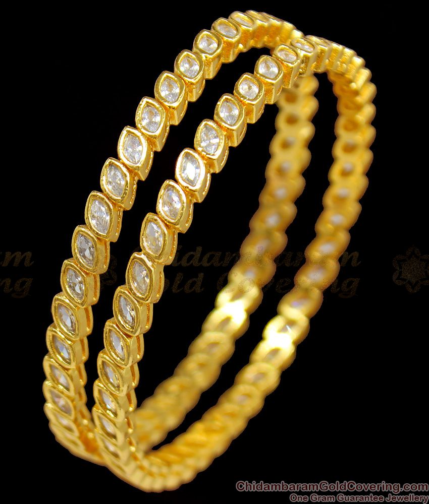 BR1127-2.6 White Diamond Bridal Set Bangles Gold Plated Jewelry For Ladies Marriage Functions