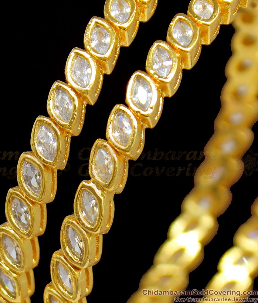 BR1127-2.8 White Diamond Bridal Set Bangles Gold Plated Jewelry For Ladies Marriage Functions