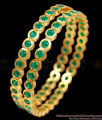 BR1129-2.10 Attractive Green Stone Gold Five Metal Bangles Party Wear Design