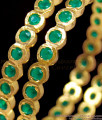 BR1129-2.10 Attractive Green Stone Gold Five Metal Bangles Party Wear Design