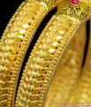 BR1130-2.4 Solid Flower Leaf Pattern Enamel Gold Forming Bangles Traditional Wear