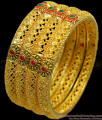 BR1164-2.4 Set Of Four Kundan Double Color Stone Flower Pattern Forming Bangles