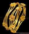 BR1167-2.6 Trendy One Gram Gold Flower Pattern Bangles For Modern Attire 