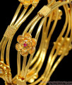 BR1167-2.4 Trendy One Gram Gold Flower Pattern Bangles For Modern Attire 