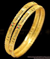 BR1199-2.6 Thin Gold Plated Multi Color Stone Bangles For Marriage Functions BR1199-2.6 Thin Gold Plated Multi Color Stone Bangles For Marriage Functions