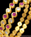 BR1214-2.8 Ladies Favourite Thick Ruby White Polki Stones Gold Bangles New Arrival