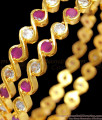 BR1214-2.6 Ladies Favourite Thick Ruby White Polki Stones Gold Bangles New Arrival