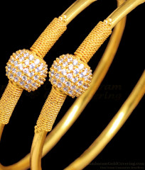 BR1311-2.10 Trendy AD White Stone Ball Model Gold Plated Party Wear Bangles BR1311-2.10 Trendy AD White Stone Ball Model Gold Plated Party Wear Bangles
