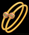 BR1312-2.10 Fascinating Multi Color Stones Ball Design Gold Forming Bangles Latest Collection