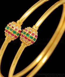 BR1314-2.6 Real Gold Shining Ball Designed With Multi Stone Imitation Bangles For Girls