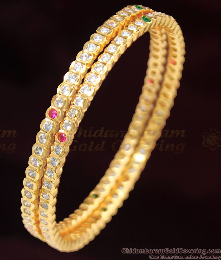 BR1345-2.6 Beautiful Multistone Impon Panchalog Bangles shop Online