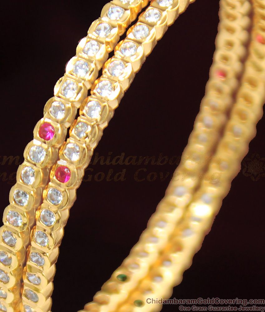 BR1345-2.8 Beautiful Multistone Impon Panchalog Bangles shop Online