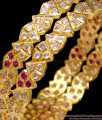 BR1346-2.6 Impon Traditional Pink And White Stone Panchaloga Design Thick Bangles BR1346-2.6 Impon Traditional Pink And White Stone Panchaloga Design Thick Bangles