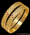 BR1349-2.6 Beautiful Pink And White Stones Impon Panchalog Bangles For Ladies