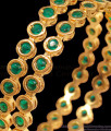 BR1393-2.6 Attractive Green Stone Gold Five Metal Bangles Party Wear Design