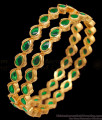 BR1394-2.4 Peacock Green Stone Gold Five Metal Bangles Party Wear Design