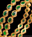 BR1394-2.6 Peacock Green Stone Gold Five Metal Bangles Party Wear Design