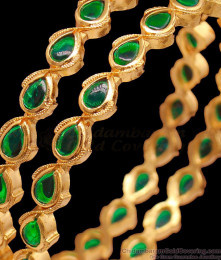 BR1394-2.8 Peacock Green Stone Gold Five Metal Bangles Party Wear Design BR1394-2.8 Peacock Green Stone Gold Five Metal Bangles Party Wear Design
