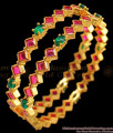 BR1540-2.4 Party Wear Real Kemp Stone Gold Bangles For Women
