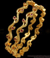 BR1600-2.8 Creep Design Ruby Stone Gold Bangles For Party Wear