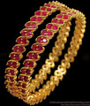 BR1601-2.8 Gorgeous Full Ruby Stone Gold Bangles Bridal Wear