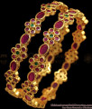 BR1603-2.4 Premium Ruby Emerald Gold Bangles Collections Bridal Jewelry