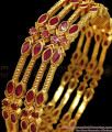 BR1607-2.4 Set of Four Ruby Stone Gold Bangles For Party Wear