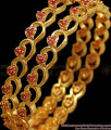 BR1681-2.8 Attractive Heart Design Ruby Stone Gold Plated Bangle