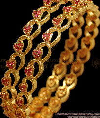 BR1681-2.6 Attractive Heart Design Ruby Stone Gold Plated Bangle BR1681-2.6 Attractive Heart Design Ruby Stone Gold Plated Bangle