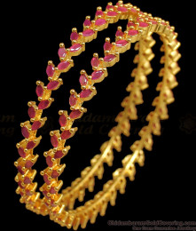 Buy Original One Gram Gold Gorgeous Full Ruby Stone Gold Bangles