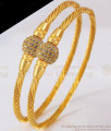 BR1771-2.6 White Stone Gold Design Ball Bangles Womens Fashion Wear