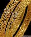 BR1787-2.8 Grand Leaf Flower Gold Bangle Ad Stone Party Wear