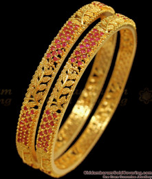 BR1790-2.4 Modern Ruby Stone Bangle Design One Gram Gold Jewelry