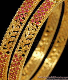 BR1790-2.4 Modern Ruby Stone Bangle Design One Gram Gold Jewelry