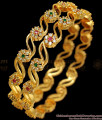 BR1792-2.8 Floral Multi Color Stone Gold Bangle Collections Party Wear