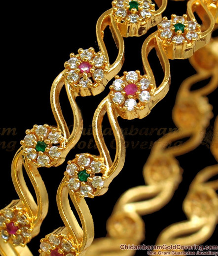 One Gram Gold Stone Bangles | Chidambaram Gold Covering Stone Bangles ...