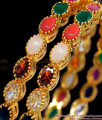 BR1794-2.4 Navaratna Stone Bangles South Indian One Gram Gold Jewelry