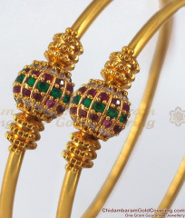 BR1861-2.6 Size Multi Stone Semi Ball Gold Designer Bangles BR1861-2.6 Size Multi Stone Semi Ball Gold Designer Bangles
