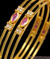 BR1862-2.6 Size One Gram Gold Bangle Stunning Double Line Ruby Stone Design