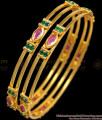 BR1863-2.10 Size Trendy Ruby Emerald Stone Real Gold Tone Bangles Buy Online