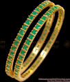 BR1877-2.4 Size Gorgeous Emerald Stone Party Wear Gold Bangles