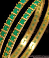 BR1877-2.8 Size Gorgeous Emerald Stone Party Wear Gold Bangles