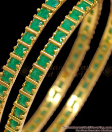 BR1877-2.8 Size Gorgeous Emerald Stone Party Wear Gold Bangles BR1877-2.8 Size Gorgeous Emerald Stone Party Wear Gold Bangles