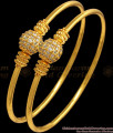 BR1883-2.4 Size White Stone Half Ball Gold Plated Bangle Party Wear