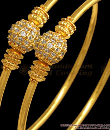 BR1883-2.8 Size White Stone Half Ball Gold Plated Bangle Party Wear BR1883-2.8 Size White Stone Half Ball Gold Plated Bangle Party Wear
